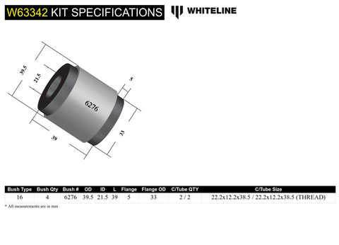 Rear Upper Control Arm Bush Kit (Offset)